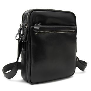 Мессенджер кожанный черный Tiding Bag 8713A Черный