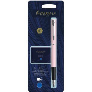 Ручка перьевая Waterman ALLURE Pastel Pink CT F с картриджами Mini Серебристый 13 316b2