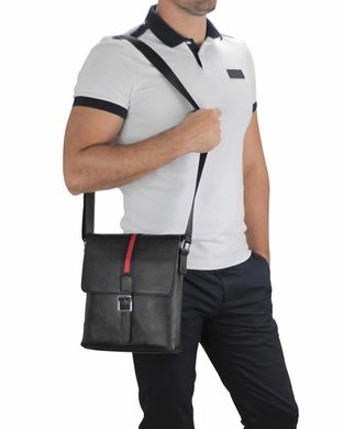 Мужская кожаная сумка через плечо мессенджер Tiding Bag A25F-98085A Черный