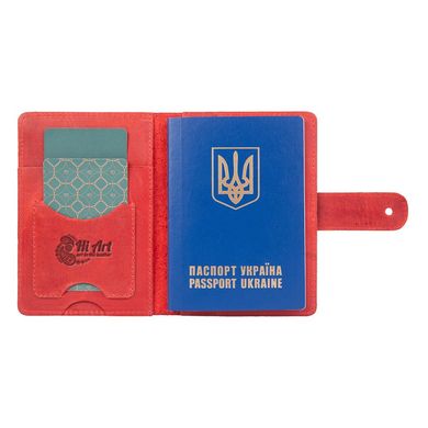 Кожаное портмоне для паспорта / ID документов HiArt PB-02/1 Shabby Red Berry "Buta Art"