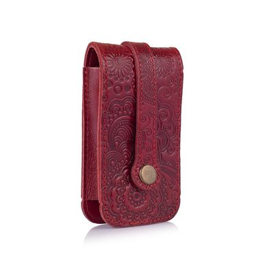 Красива шкіряна ключниця червоного кольору, колекція "Mehendi Art"