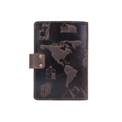 Кожаное портмоне для паспорта / ID документов HiArt PB-03S/1 Shabby Gavana Brown "7 wonders of the world"