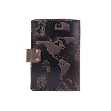 Кожаное портмоне для паспорта / ID документов HiArt PB-03S/1 Shabby Gavana Brown "7 wonders of the world"
