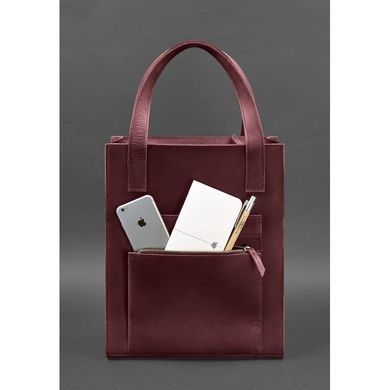 Натуральная кожаная женская сумка шоппер Бэтси с карманом бордовая Blanknote BN-BAG-10-1-vin-kr
