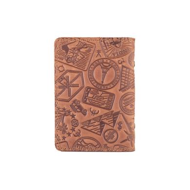 Универсальная кожаная обложка-органайзер для ID паспорта / карт, темно рыжого цвета, коллекция "Let's Go Travel"