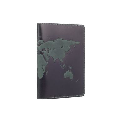 Оригинальная кожанаяобложка для паспорта зеленого цвета с художественным тиснением "World Map"
