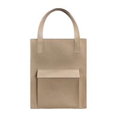 Натуральная кожаная женская сумка шоппер Бэтси с карманом светло-бежевая Краст Blanknote BN-BAG-10-1-light-beige
