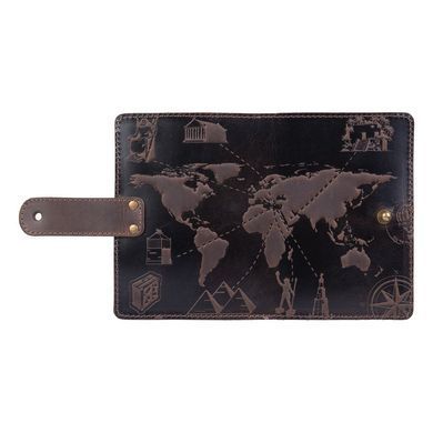 Кожаное портмоне для паспорта / ID документов HiArt PB-03S/1 Shabby Gavana Brown "7 wonders of the world"