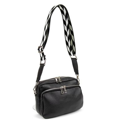 Жіноча шкіряна сумочка з широким ременем Firenze Italy F-IT-9830-1A Чорний