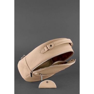 Натуральная кожаный мини-рюкзак Kylie крем-брюле - бежевый Blanknote BN-BAG-22-crem-brule