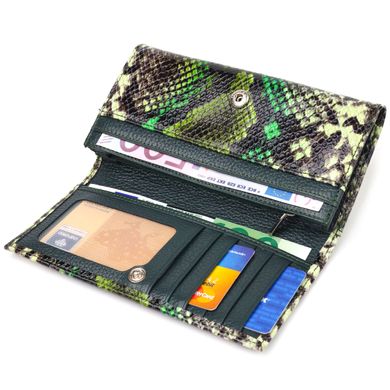 Гарний горизонтальний жіночий гаманець з натуральної шкіри з тисненням під змію CANPELLINI 21650 Різнокольоровий