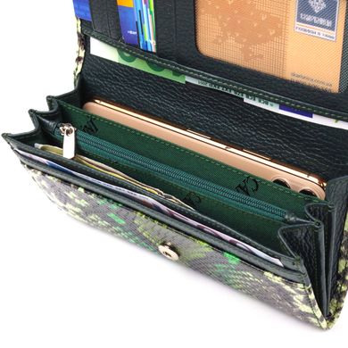 Гарний горизонтальний жіночий гаманець з натуральної шкіри з тисненням під змію CANPELLINI 21650 Різнокольоровий