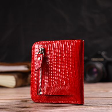 Лакированный женский кошелек небольшого размера из натуральной фактурной кожи CANPELLINI 21800 Красный