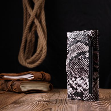 Превосходный женский кошелек из натуральной фактурной кожи под змею KARYA 21034 Черный