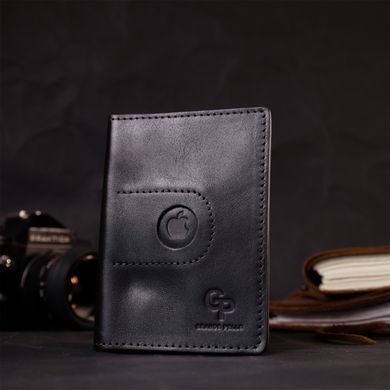 Современная кожаная обложка на паспорт с держателем для Apple AirTag GRANDE PELLE 11622 Черный