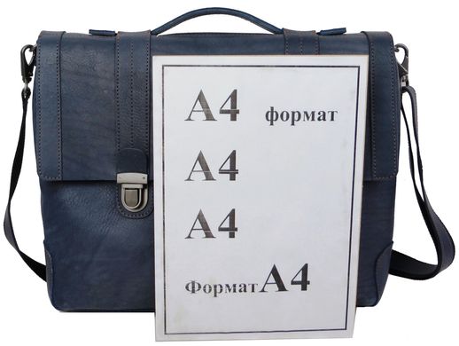 Мужской кожаный портфель Mykhail Ikhtyar Украина синий