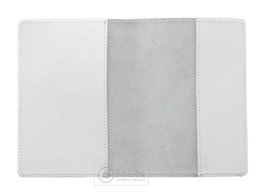 Шкіряна обкладинка на паспорт білого кольору Handmade 00183