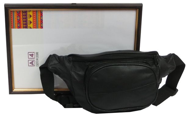 Кожаная поясная сумка Cavaldi 903-353 black, черная