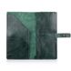 Компактний тревел-кейс зеленого кольору з натуральної глянцевої шкіри з авторським художнім тисненням "Mehendi Art"