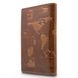 Красивое кожаное портмоне янтарного цвета с художественным тиснением "7 wonders of the world"