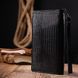 Современный кошелек-клатч из натуральной фактурной кожи KARYA 21134 Черный