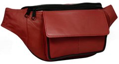 Кожаная сумка на пояс, бананка Cavaldi 902-353 red, красная