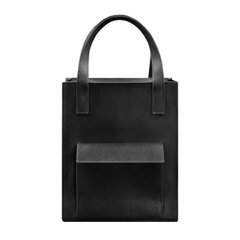 Натуральная кожаная женская сумка шоппер Бэтси с карманом черная Blanknote BN-BAG-10-1-g-kr