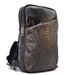 Рюкзак слінг зі шкіри наппа та пітона GArep-0204-3md TARWA Чорний