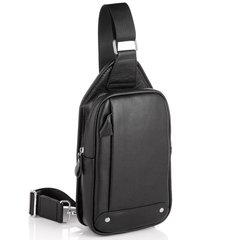 Мужской черный кожаный слинг на плечо Tiding Bag A25F-FL-0219A Черный