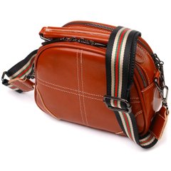 Удобная глянцевая сумка на плечо из натуральной кожи 22129 Vintage Коричневая
