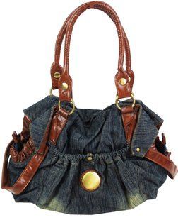 Вместительная женская джинсовая, коттоновая сумка Fashion jeans bag синяя