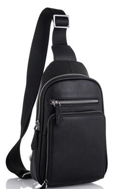 Чоловіча сумка-слінг шкіряна чорна Tiding Bag SM8-807A Чорний