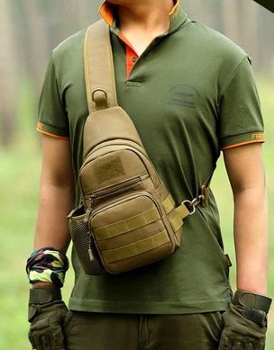 Тактическая, армейская мужская сумка-слинг Survival койот