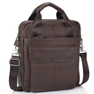 Уценка! Мужская кожаная сумка с ручками и съемным ремнем Tiding Bag M38-8861B-5 Коричневый