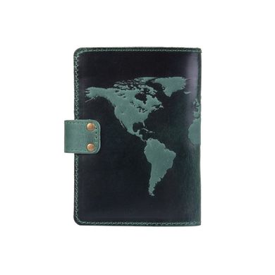 Кожаное портмоне для паспорта / ID документов HiArt PB-03S/1 Shabby Alga "World Map"