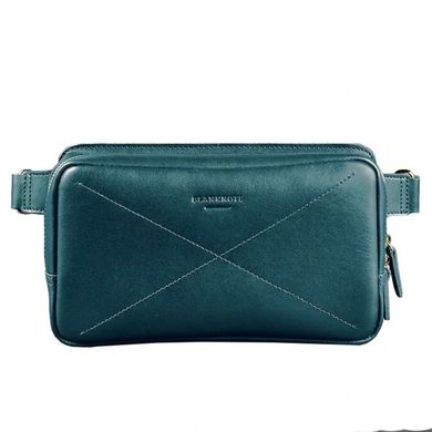 Натуральная кожаная женская поясная сумка Dropbag Maxi зеленая Krast Blanknote BN-BAG-20-malachite