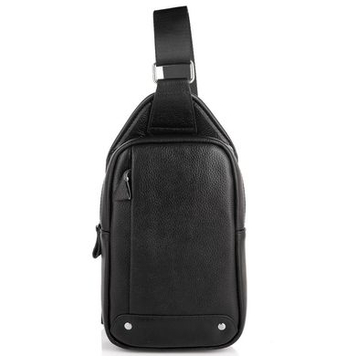 Мужской черный кожаный слинг на плечо Tiding Bag A25F-FL-0219A Черный