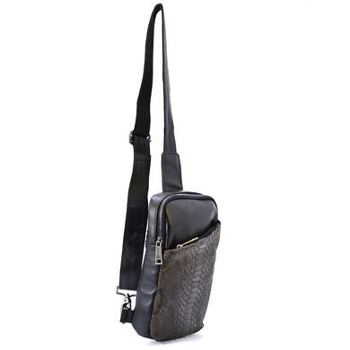Рюкзак слінг зі шкіри наппа та пітона GArep-0204-3md TARWA Чорний
