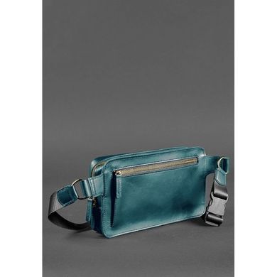 Натуральна шкіряна жіноче поясна сумка Dropbag Maxi зелена Krast Blanknote BN-BAG-20-malachite