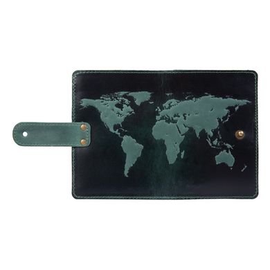 Шкіряне портмоне для паспорта / ID документів HiArt PB-03S / 1 Shabby Alga "World Map"