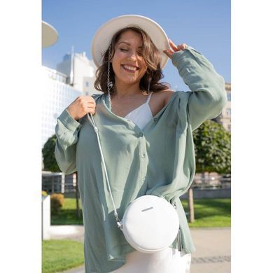 Кругла жіноча шкіряна сумочка Tablet біла Blanknote BN-BAG-23-white