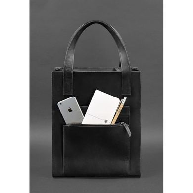 Натуральна шкіряна жіноча сумка шоппер Бетсі з кишенею чорна Blanknote BN-BAG-10-1-g-kr