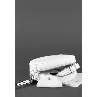 Круглая кожаная женская сумочка Tablet белая Blanknote BN-BAG-23-white