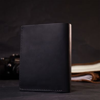 Добротное кожаное портмоне с держателем для Apple AirTag GRANDE PELLE 11623 Черный