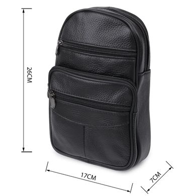 Компактна шкіряна чоловіча сумка через плече Vintage 20000 Чорний