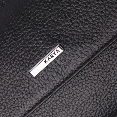 Компактный женский кошелек на магните из натуральной кожи KARYA 21185 Черный