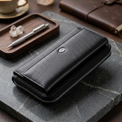 Женский кожаный клатч для карт купюр и документов ST Leather 19292 Черный