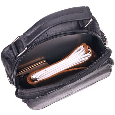 Практичная мужская кожаная сумка 21396 Vintage Черная