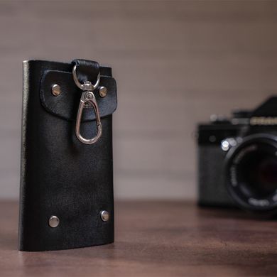 Стильная кожаная ключница Vintage 14934 Черная