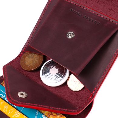 Стильный кошелек для женщин из матовой натуральной кожи GRANDE PELLE 16812 Бордовый